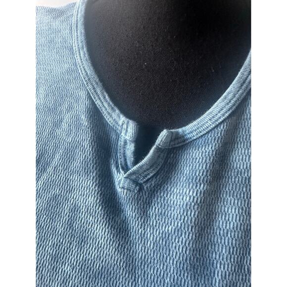 Age of Wisdom Blue V-Neck Tunic-Style Shirt – Men’s Casual Top - Picture 5 of 5